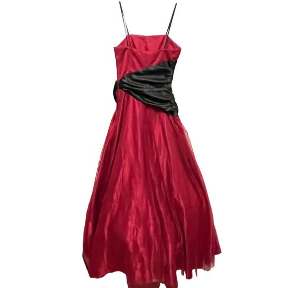 Masquerade Prom Ball Gown Dress Junior Size 3 Women Red Black Swiss Dot Retro - Picture 4 of 15